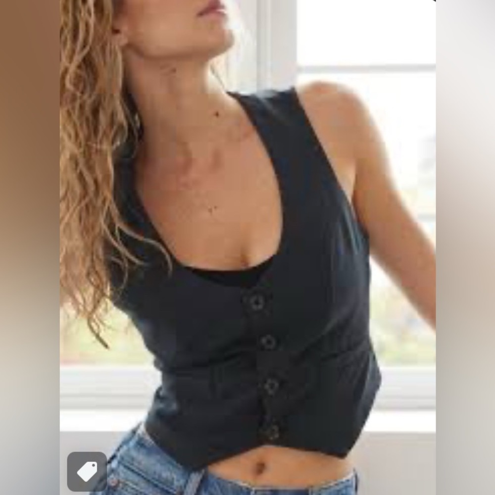 American Eagle Outfitters Women's Black Waistcoats-vests